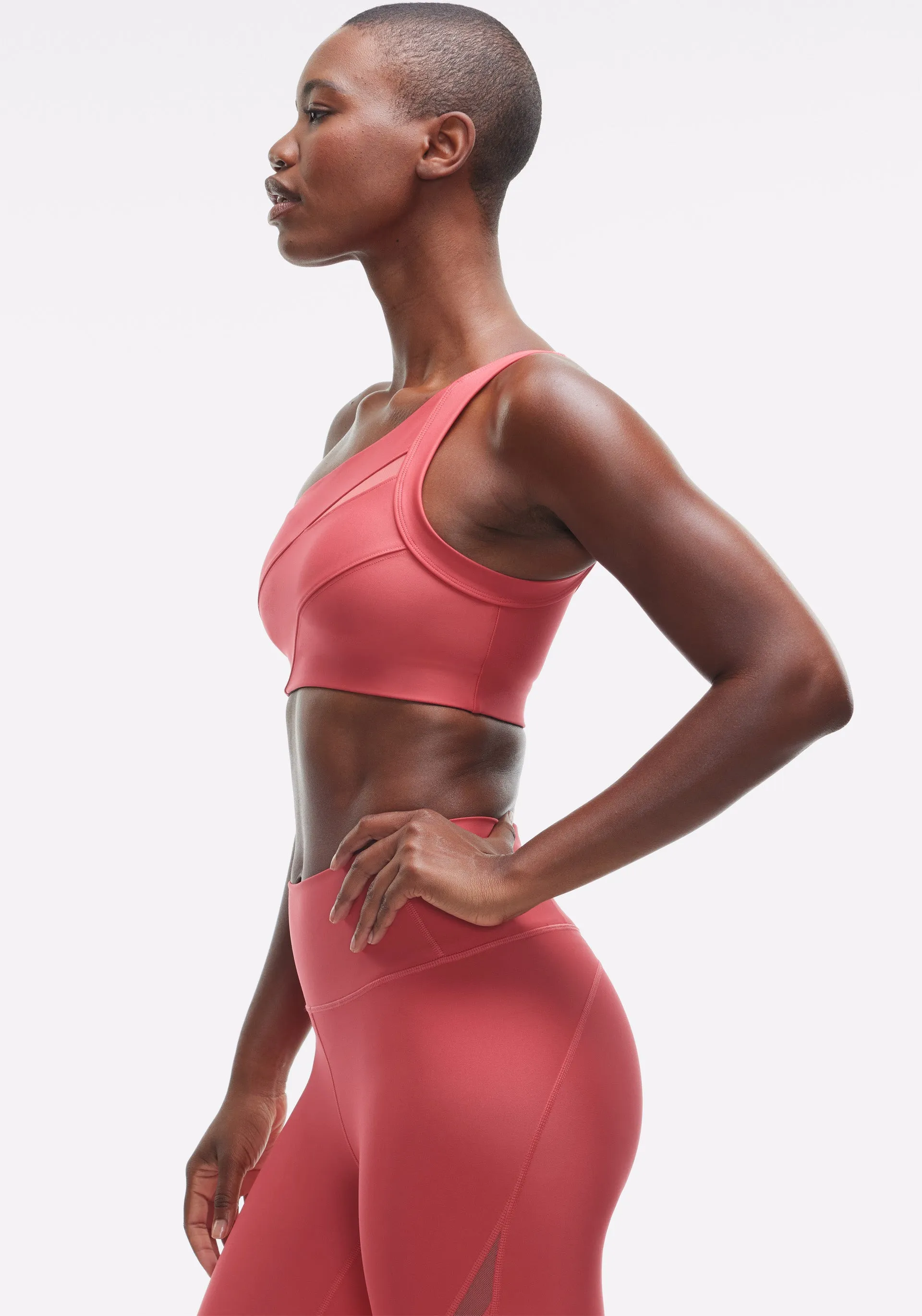 Decorated seams Wear alone Endurance Light One Shoulder Bra