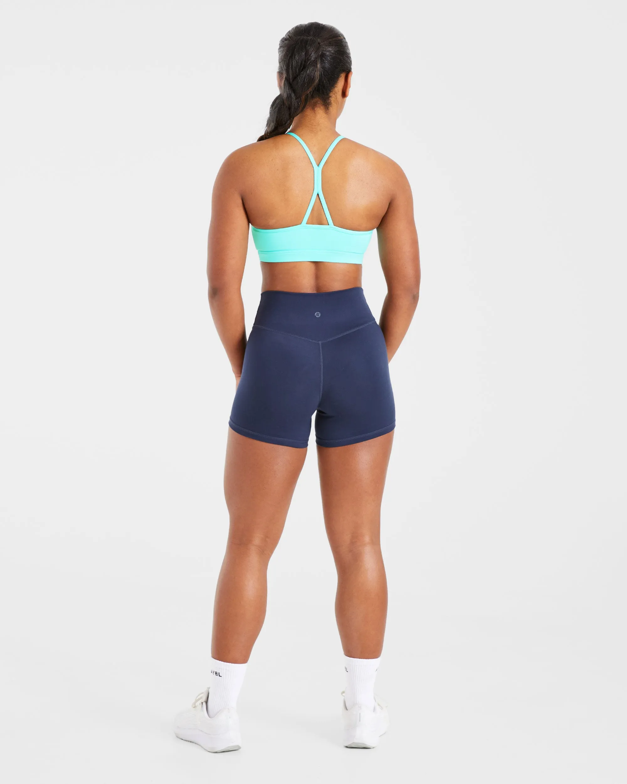 Essential Ruched Sports Bra - Aqua Blue sports event Layered Moisture Control
