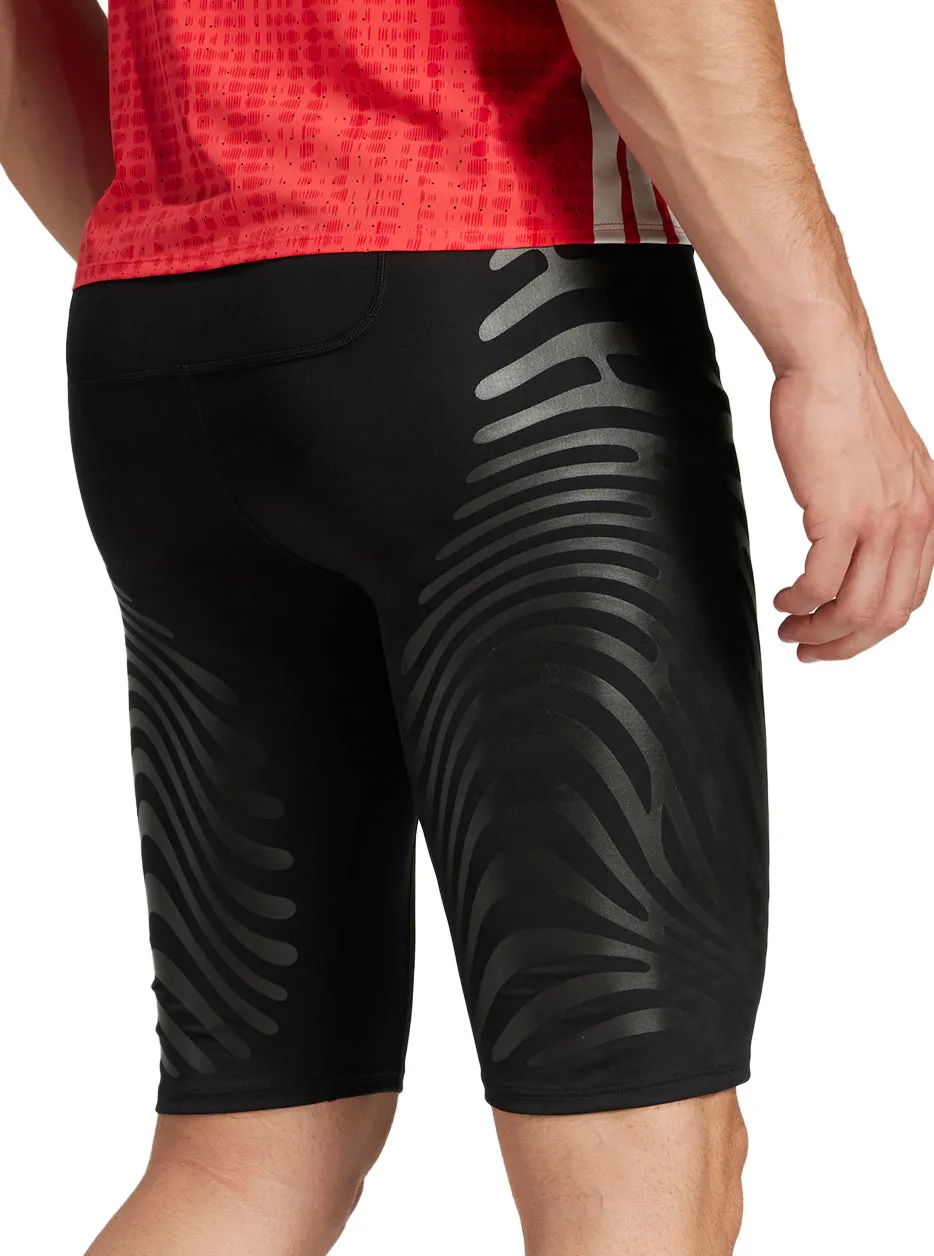 Street Fashion Wind Resistant Panels adidas Adizero Control Mens Short Running Tights With Stash Pocket - Black