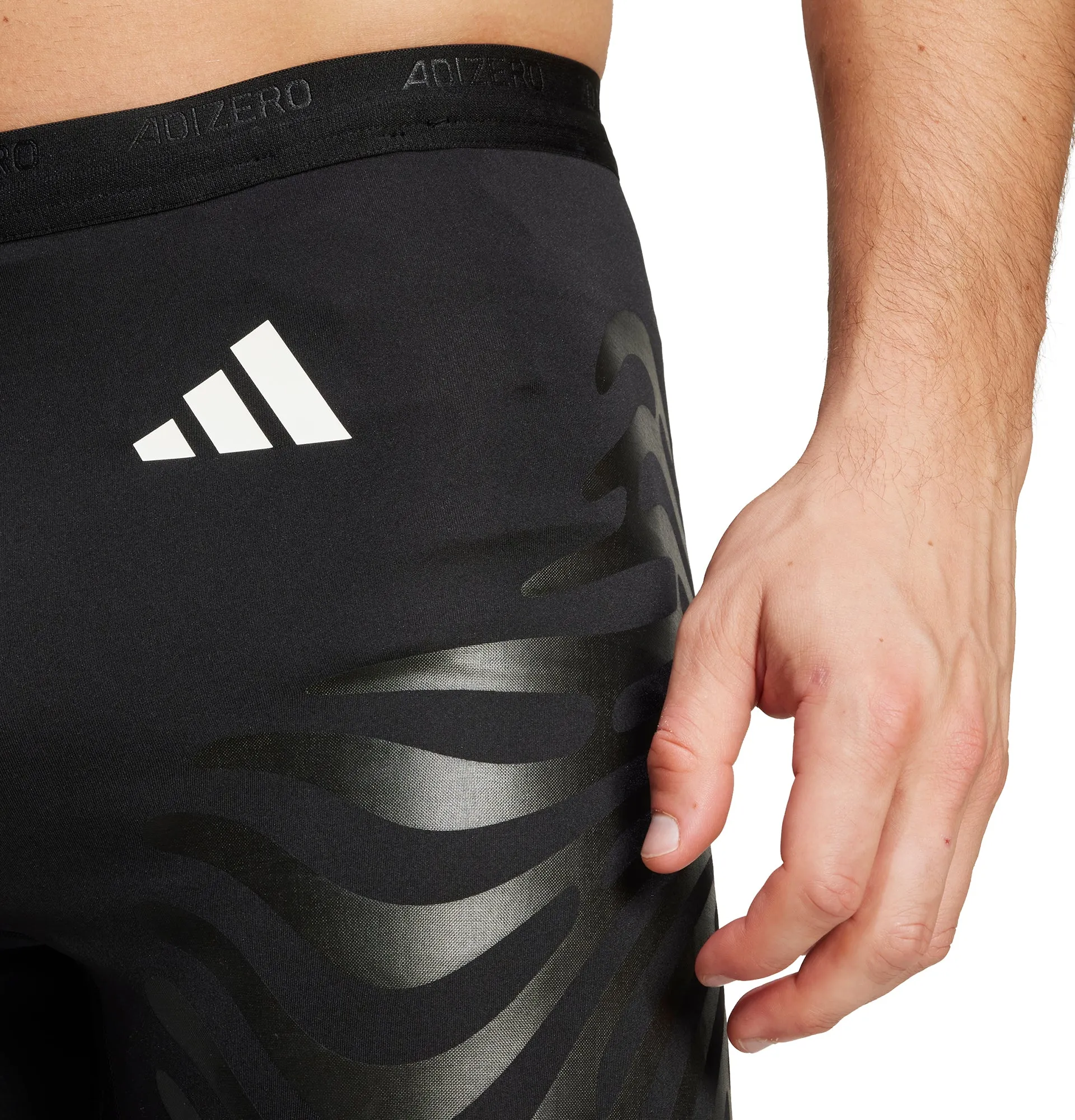 Fitness Ready Versatile Fit adidas Adizero Control Mens Short Running Tights With Stash Pocket - Black