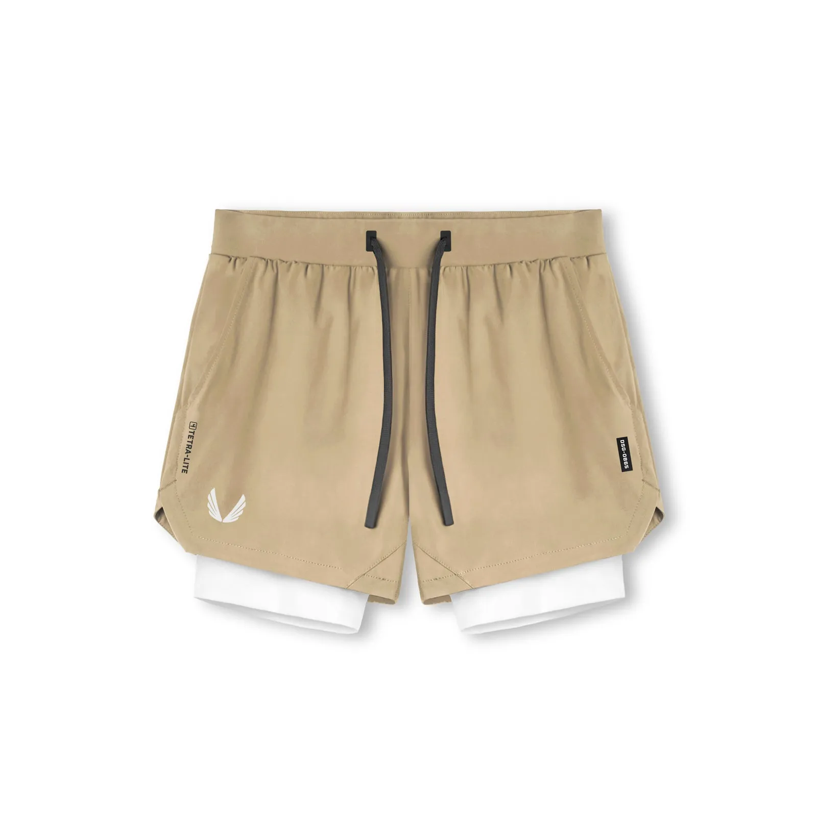 0865. Tetra-Lite? 5" Liner Short - Khaki/ White / White "Wings" winter shorts