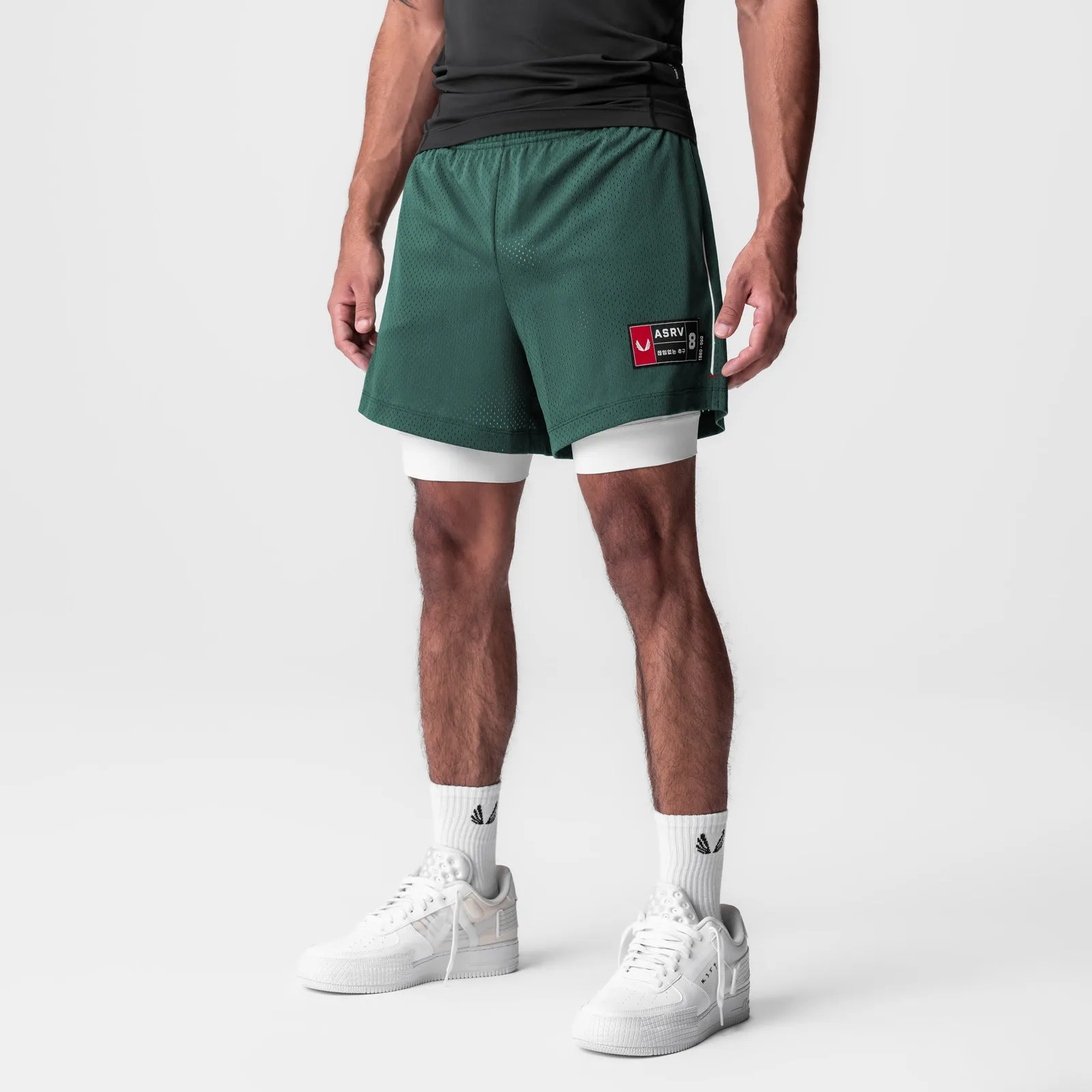 Athletic Wear Flexible Hemline 0991. Ion-Mesh 5" Liner Short - Forest Green