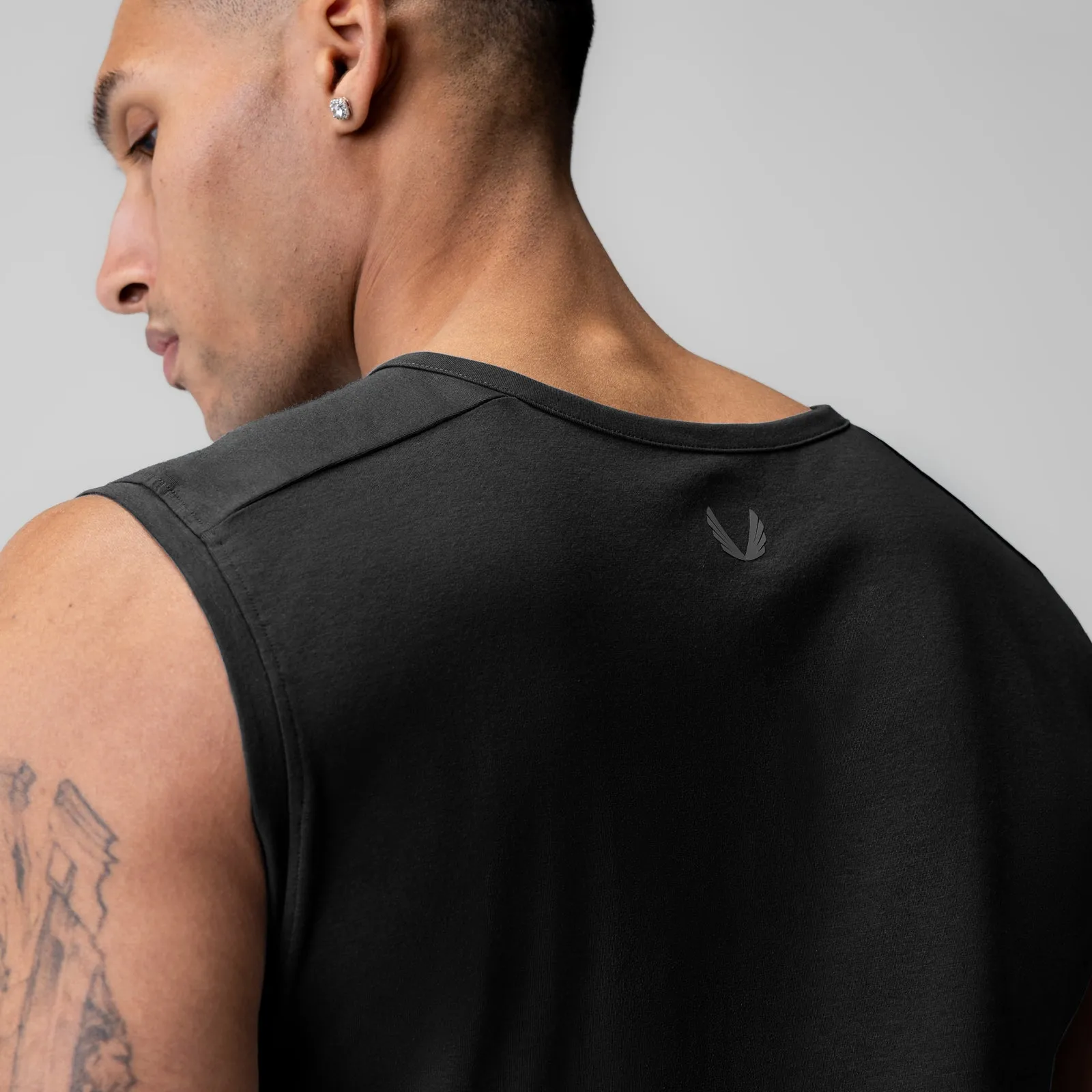 Street Smooth Adjustable Straps 1060. Creora? Cotton Modal Cutoff Tank - Black