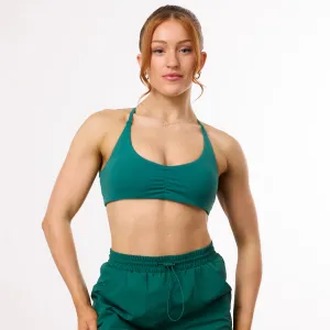 Vanquish Enhance Forest Green Minimal Open Back Bra Green quick-drying