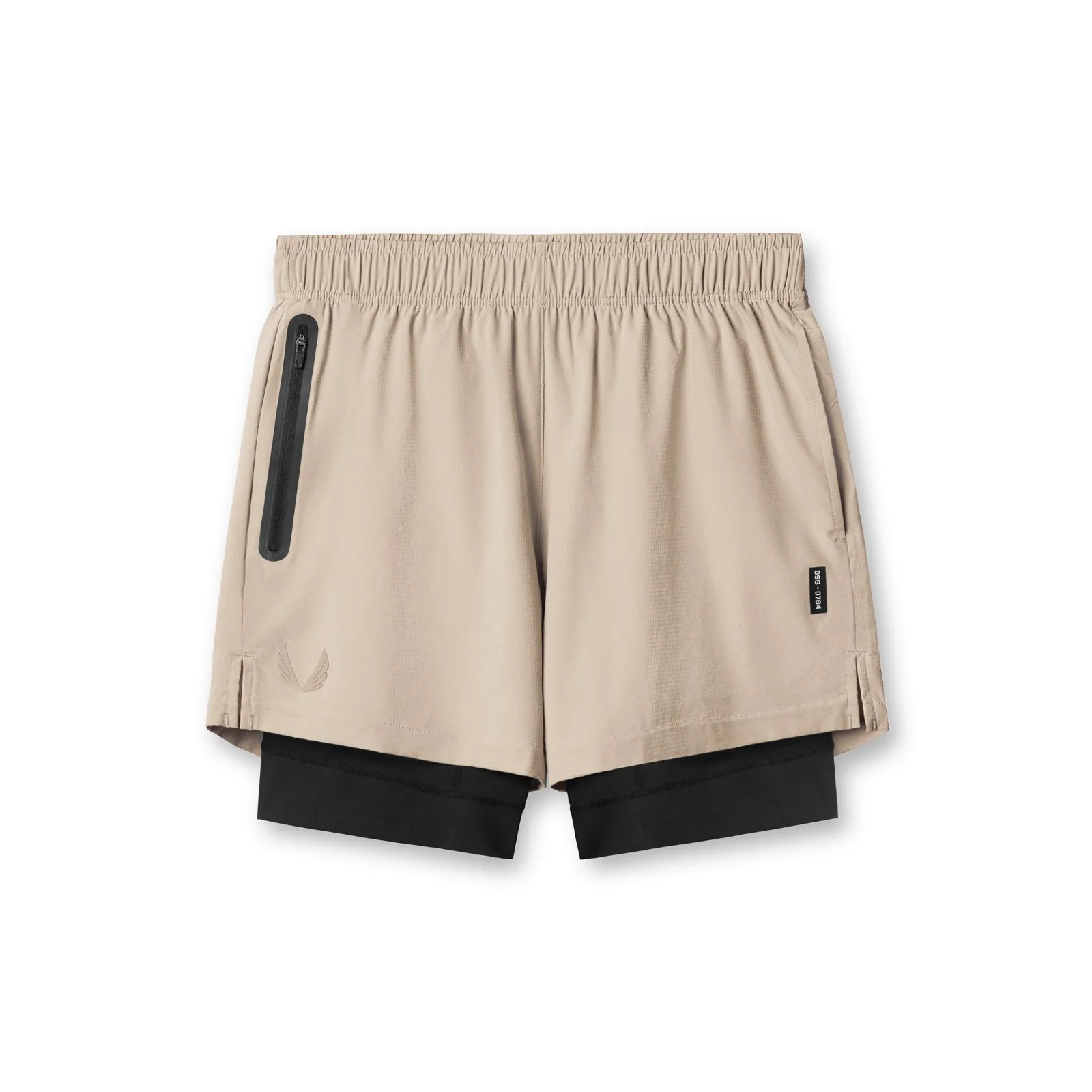 Relaxed Vibe Travel Shorts 0784. Ultralite? 6" Liner Short - Beige/Black
