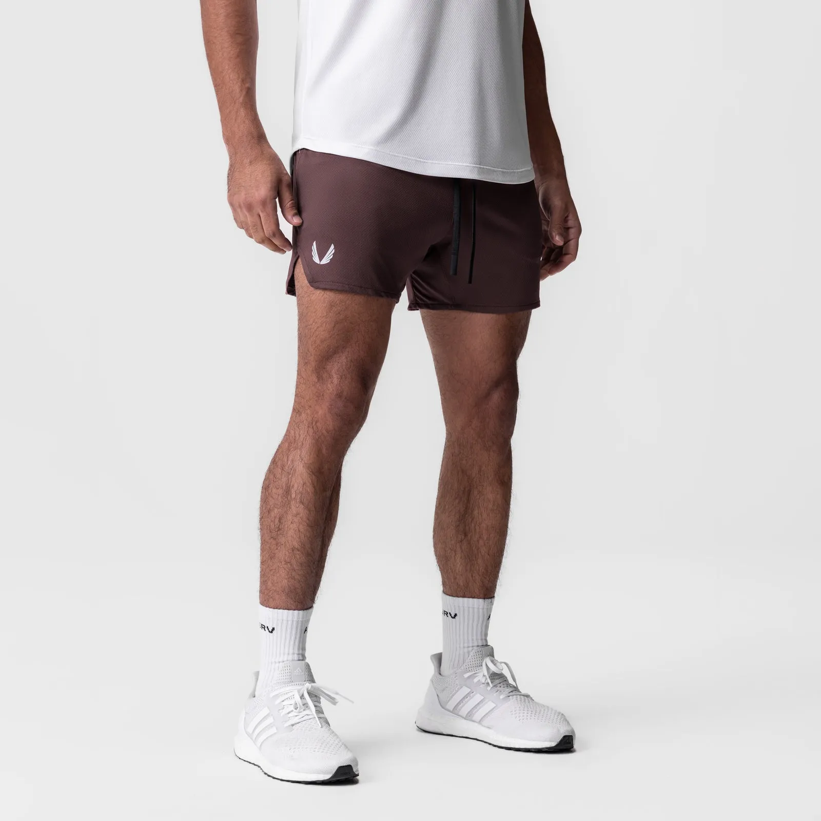 0993. AeroSilver? 5" Linerless Short - Plum Slimming Effect khaki shorts