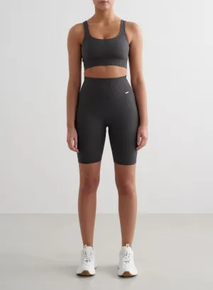Animal Print Modern Design Shadow Grey Ribbed Seamless Biker Shorts