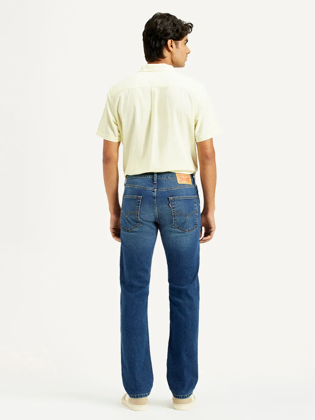 Daily Driven Clean Silhouette Men's 513 Dark Indigo Slim Straight Fit Mid Rise Jeans