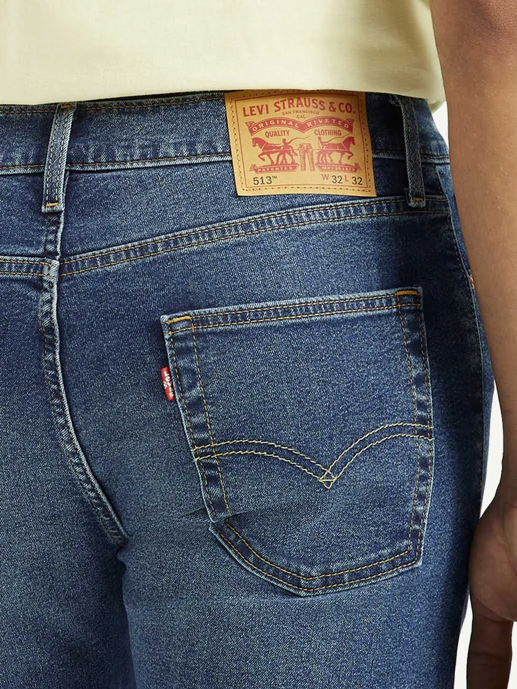 Men's 513 Dark Indigo Slim Straight Fit Mid Rise Jeans Durable Rivet Hardware