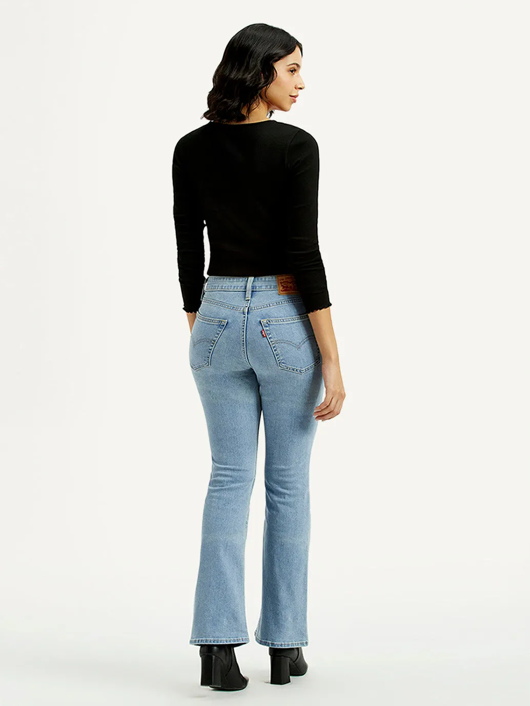 Office Wear Trendy Home Comfort Women's 726 Light Indigo Flared Fit High Rise Jeans