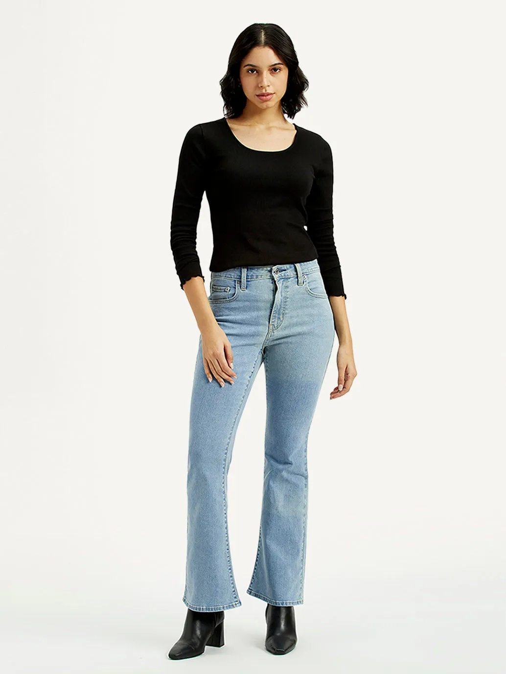 Women's 726 Light Indigo Flared Fit High Rise Jeans Street Approved Travel Outfit Professional Wear