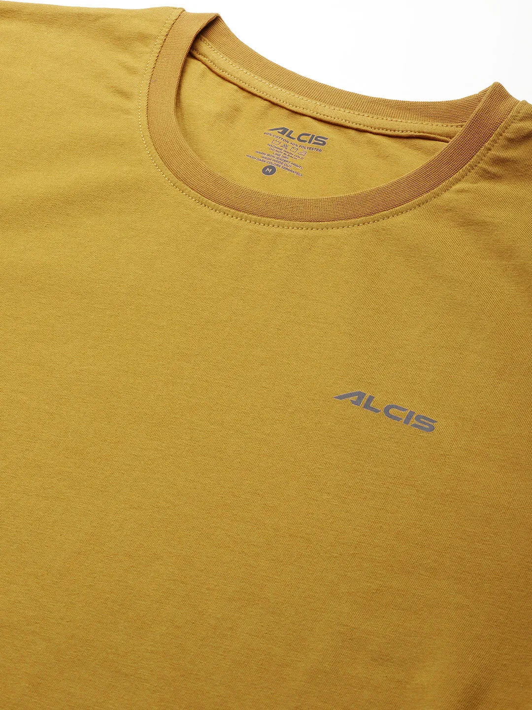 Alcis Men Mustrad Yellow Printed Sports T-shirt AntiClingFabric