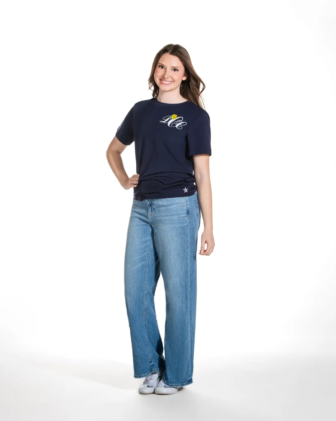 CompressionFreeCuffs DoubleLayerReinforcement DCC Pom Pom Unisex Tee in Navy