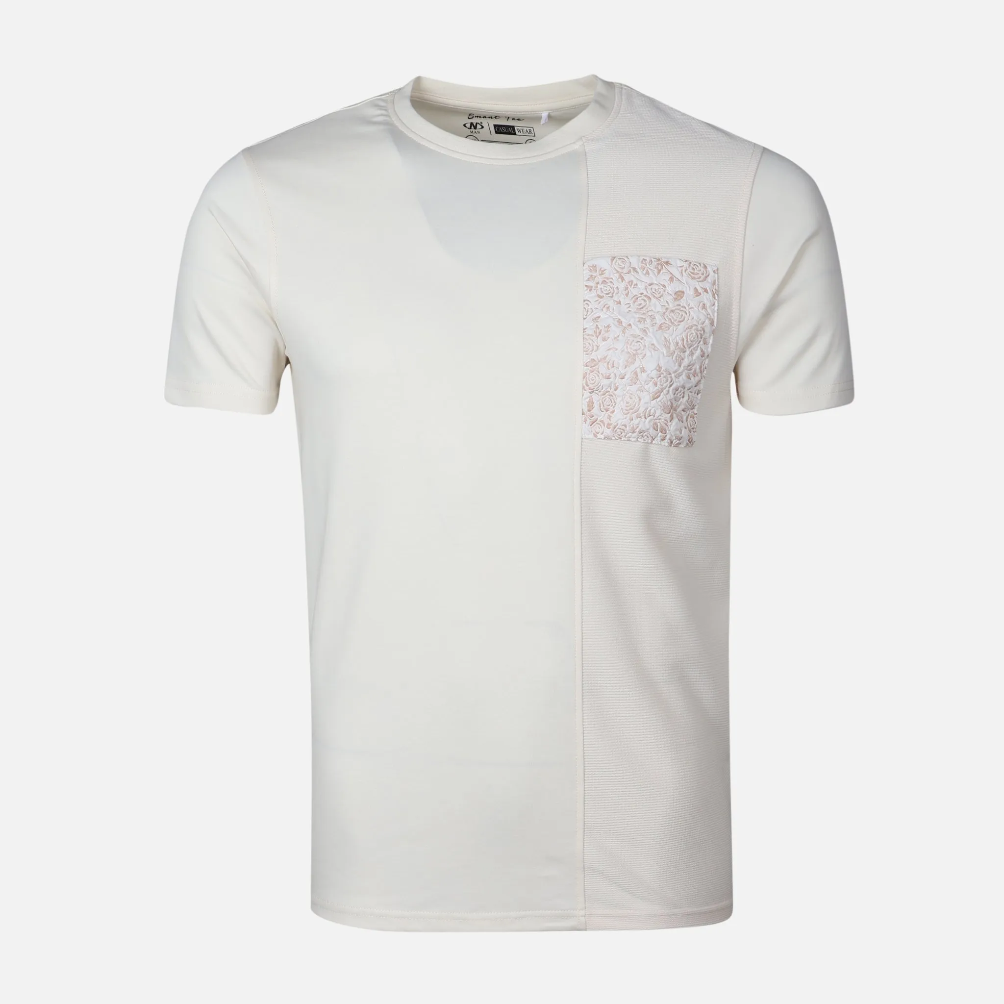 MEN T-SHIRT ROUND NECK REGULAR FIT RollUp Sleeves NonRestrictive Fit