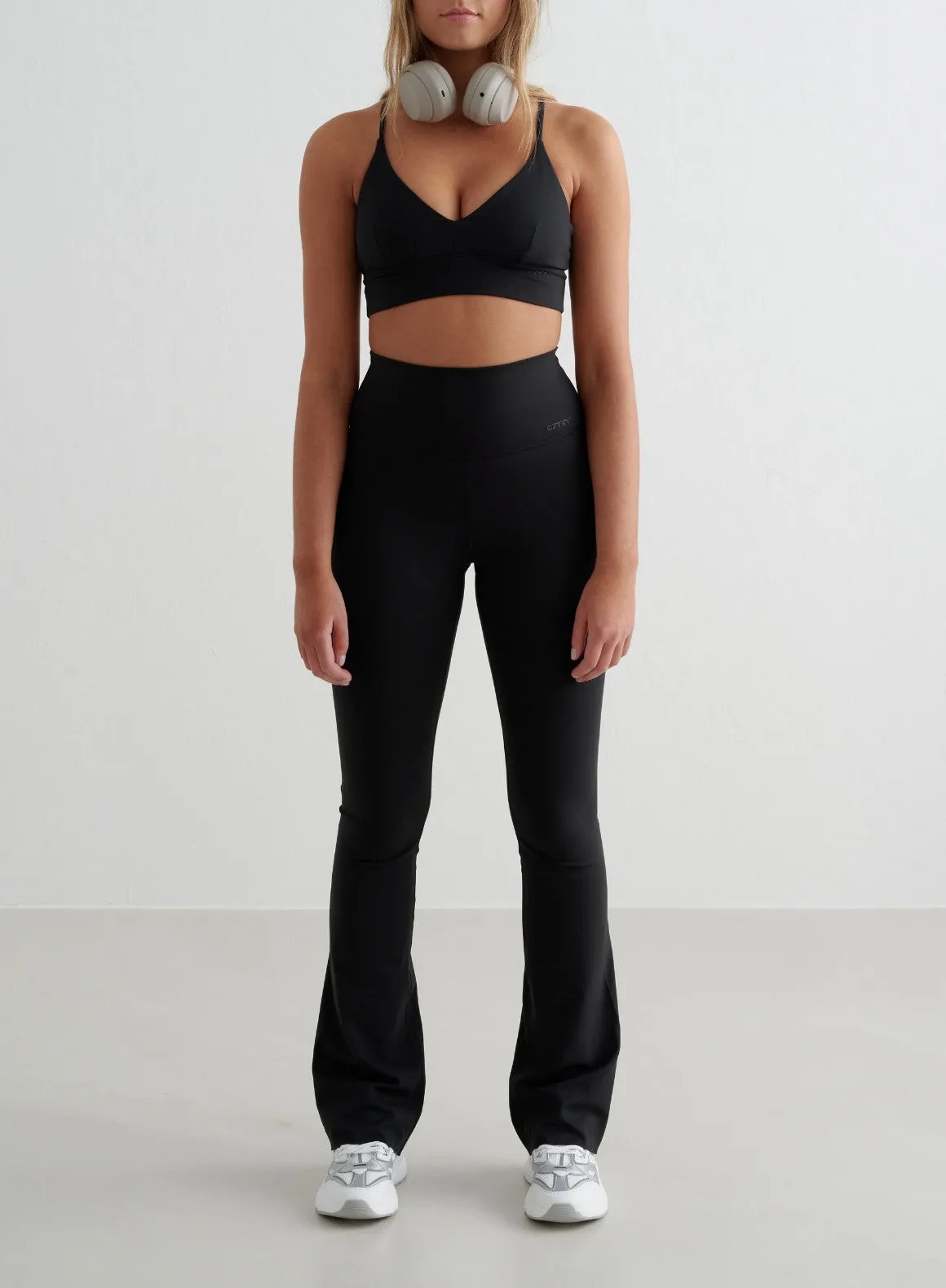 Double Layer Dance Practice Black Sense Flare Tights