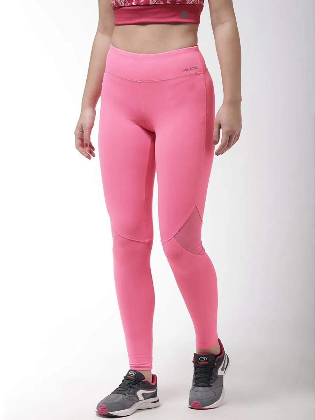 Tall Fit Shape Retain Alcis Women Solid Pink Tights