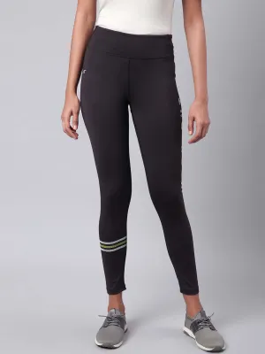 Temperature Regulating Fabric Alcis Women Black Drytech  Solid Cropped Training Tights