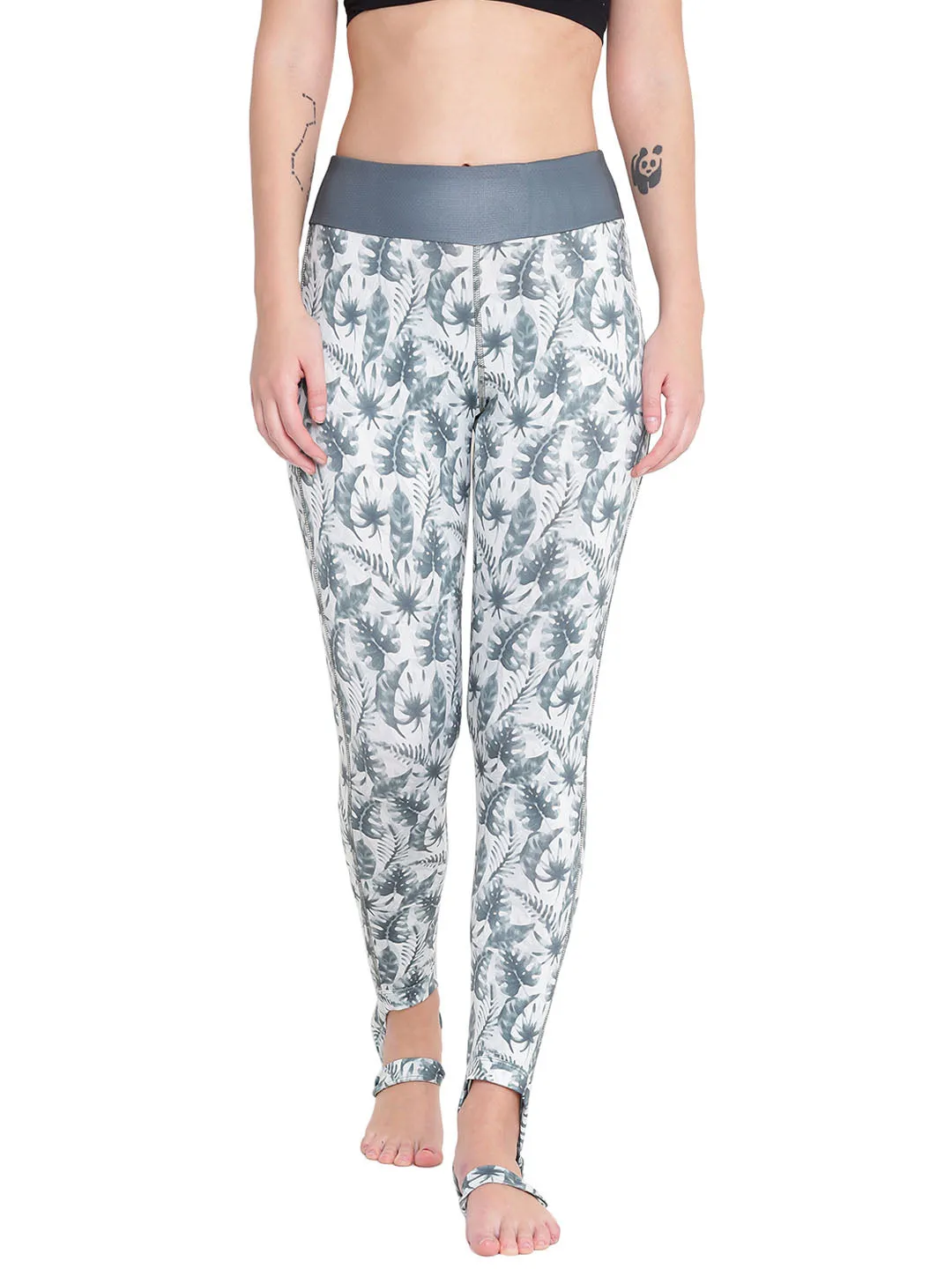 Soft Touch Summer Wear Alcis Women White Printed Tights
