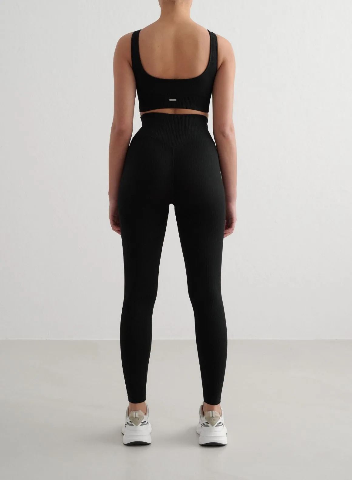 Daily Style Black Ribbed Seamless Tights