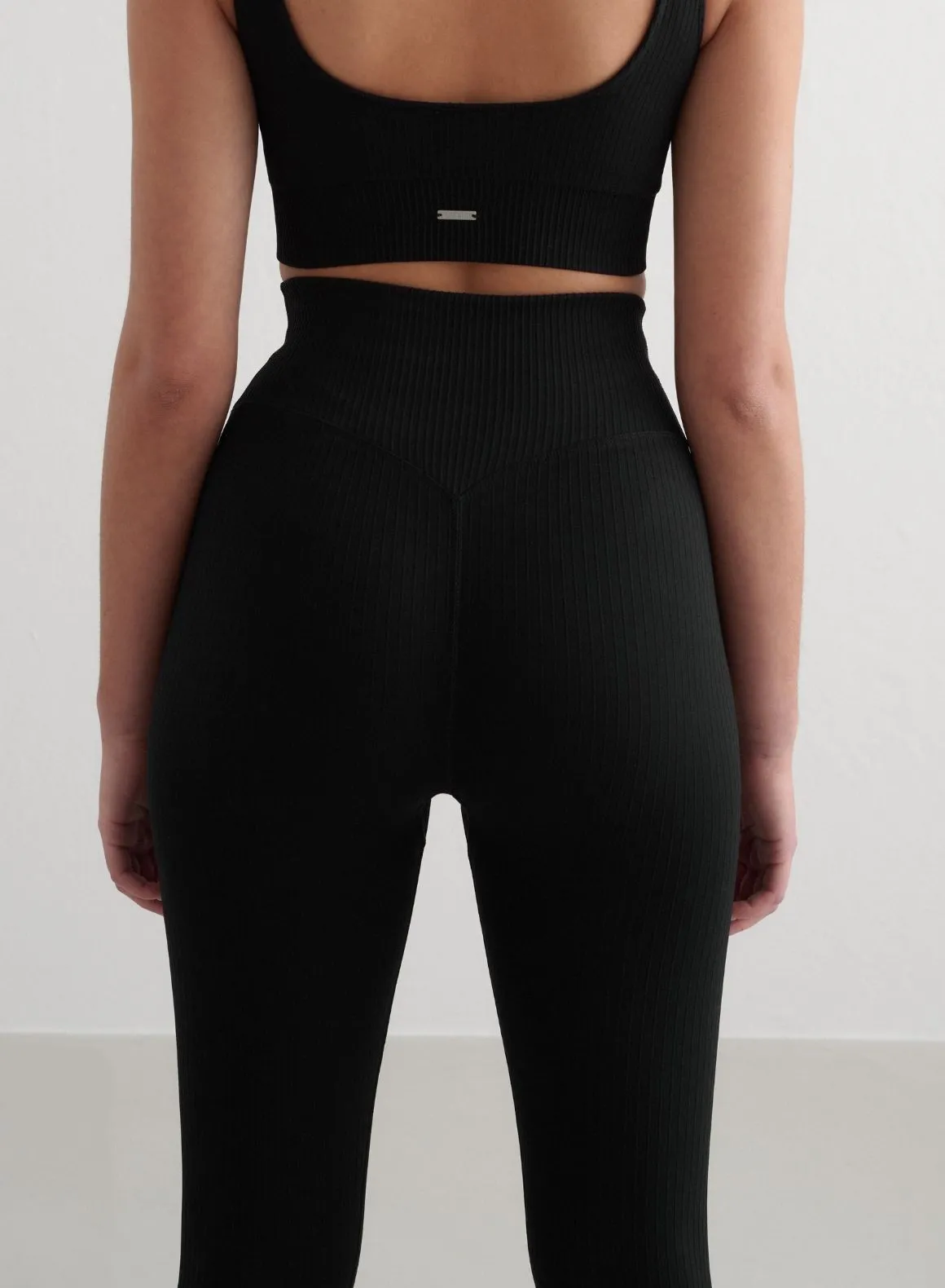 Black Ribbed Seamless Tights Fashion Wear Stretch Feel