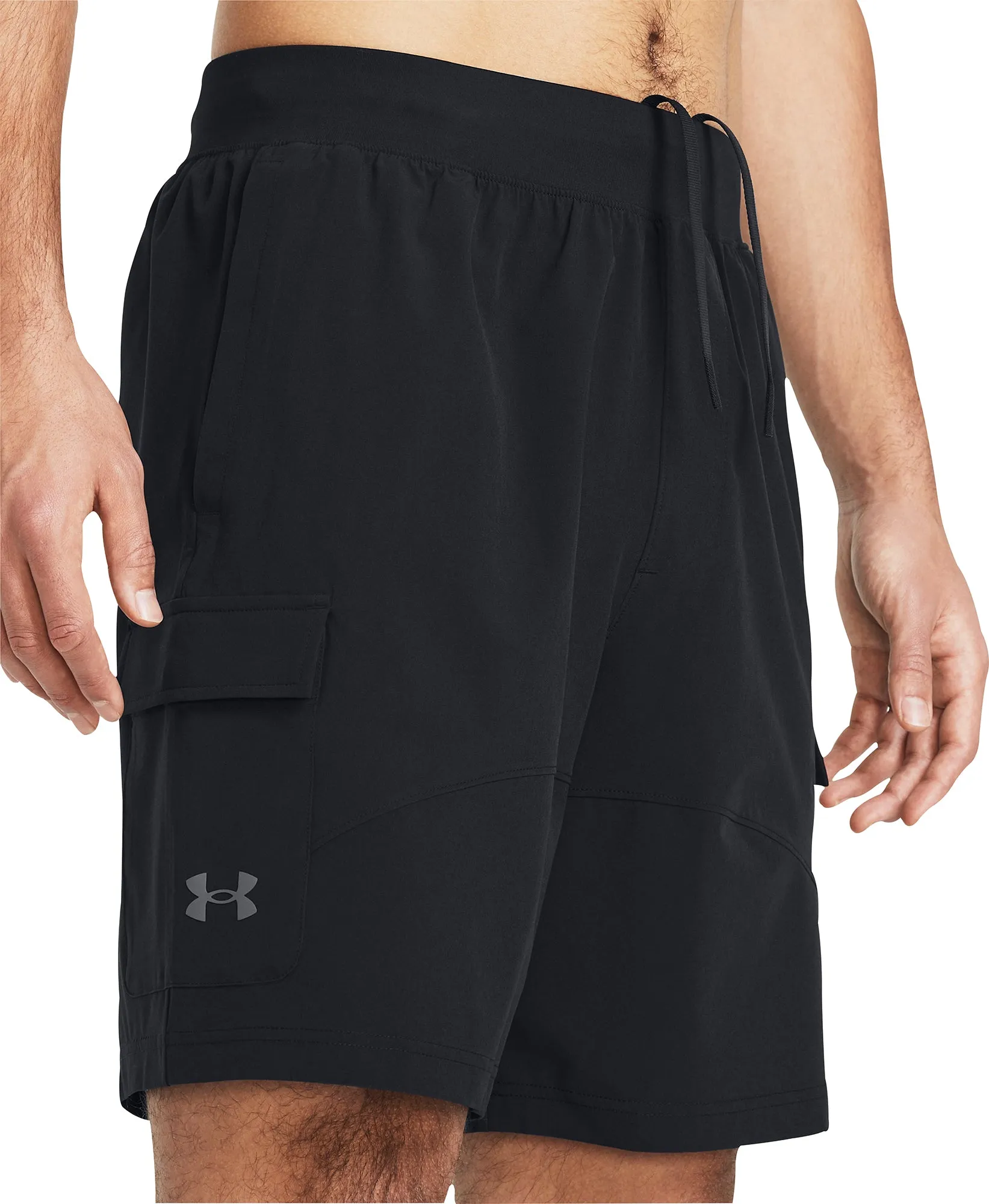 khaki shorts Go Light Under Armour Stretch Woven Cargo Mens Training Shorts - Black