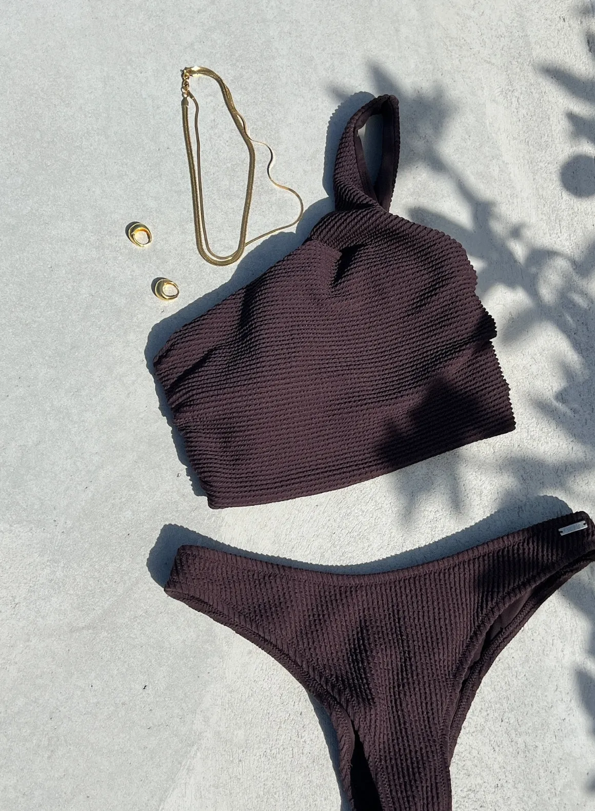 Anti Pilling Surface Seamless Edge Binding Cacao Capri One Shoulder Bikini Bra