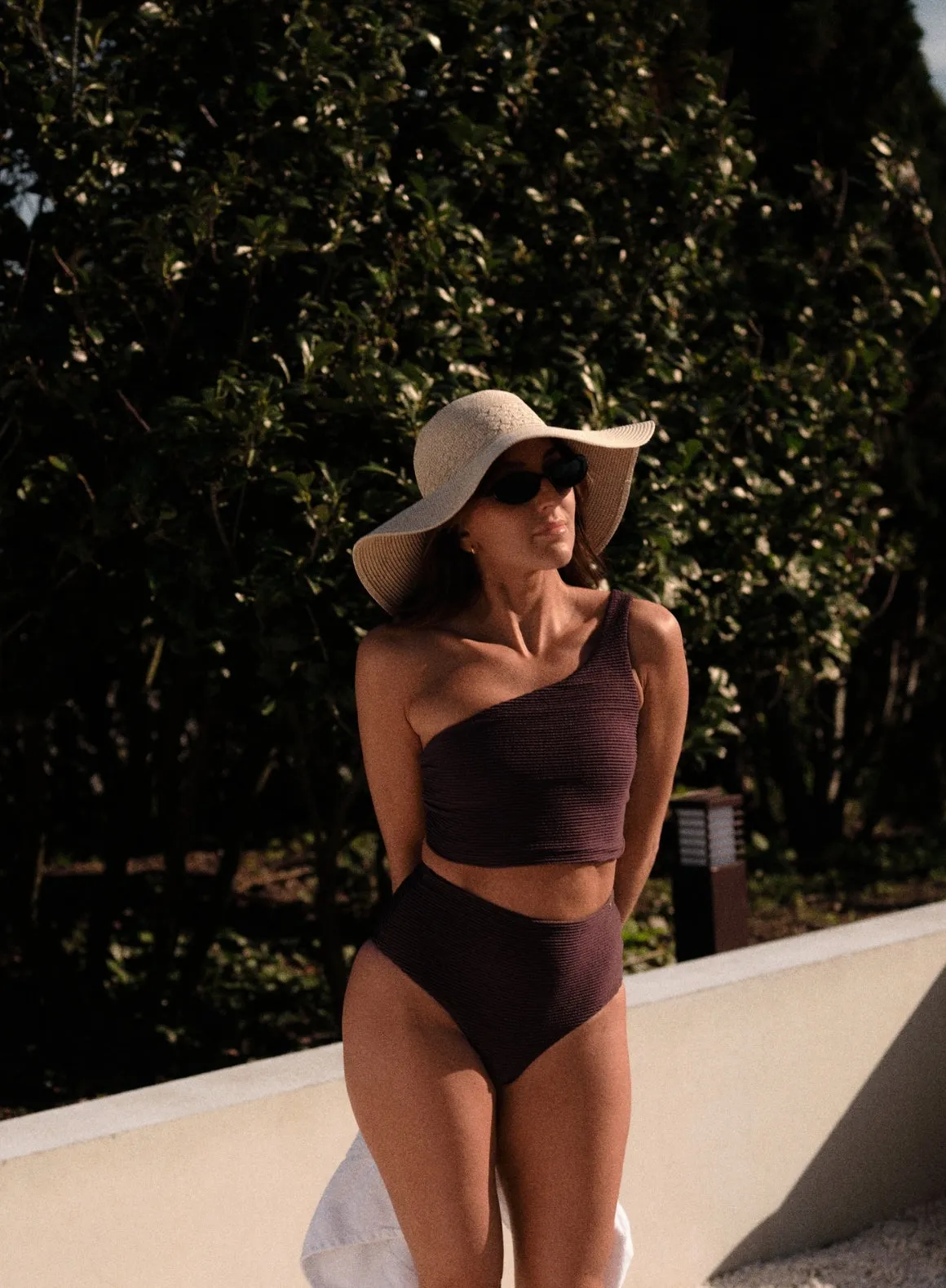 Fringe-Decor space-saving Cacao Capri One Shoulder Bikini Bra