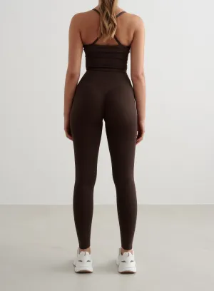 Chocolate Shape Seamless Petite Tights Dance Practice Rib Knit Essential Fit
