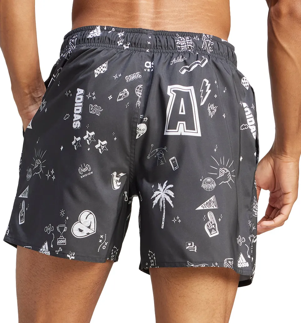 Ethical production animal-print adidas Brand Love CLX Mens Swim Shorts - Grey