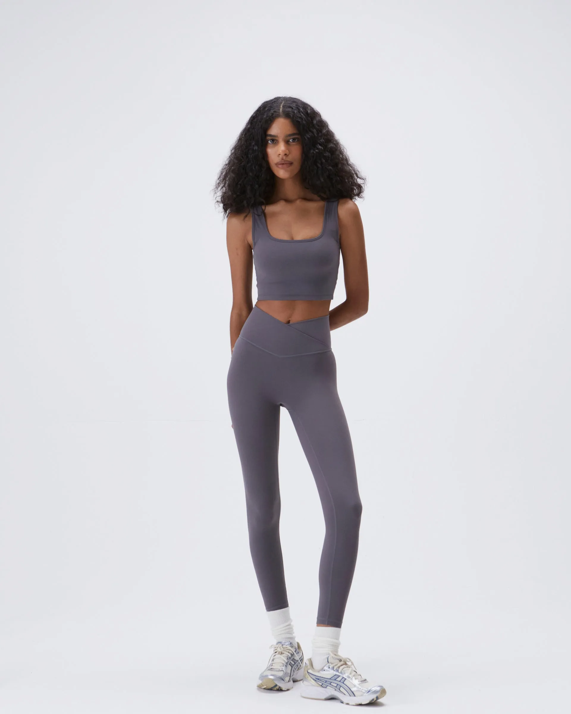 Four Way Cycling Trip Petite Size Skin Friendly Ultimate Wrap Over Leggings - Dark Grey