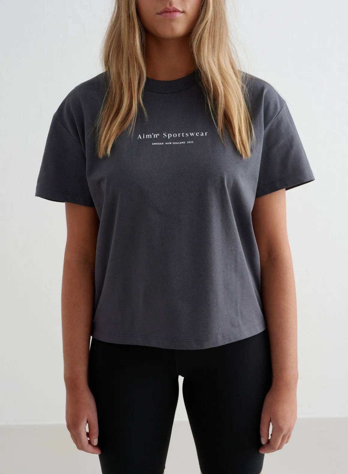 Shadow Grey Serif Boxy T-shirt Reversible Design Concept men's clothing