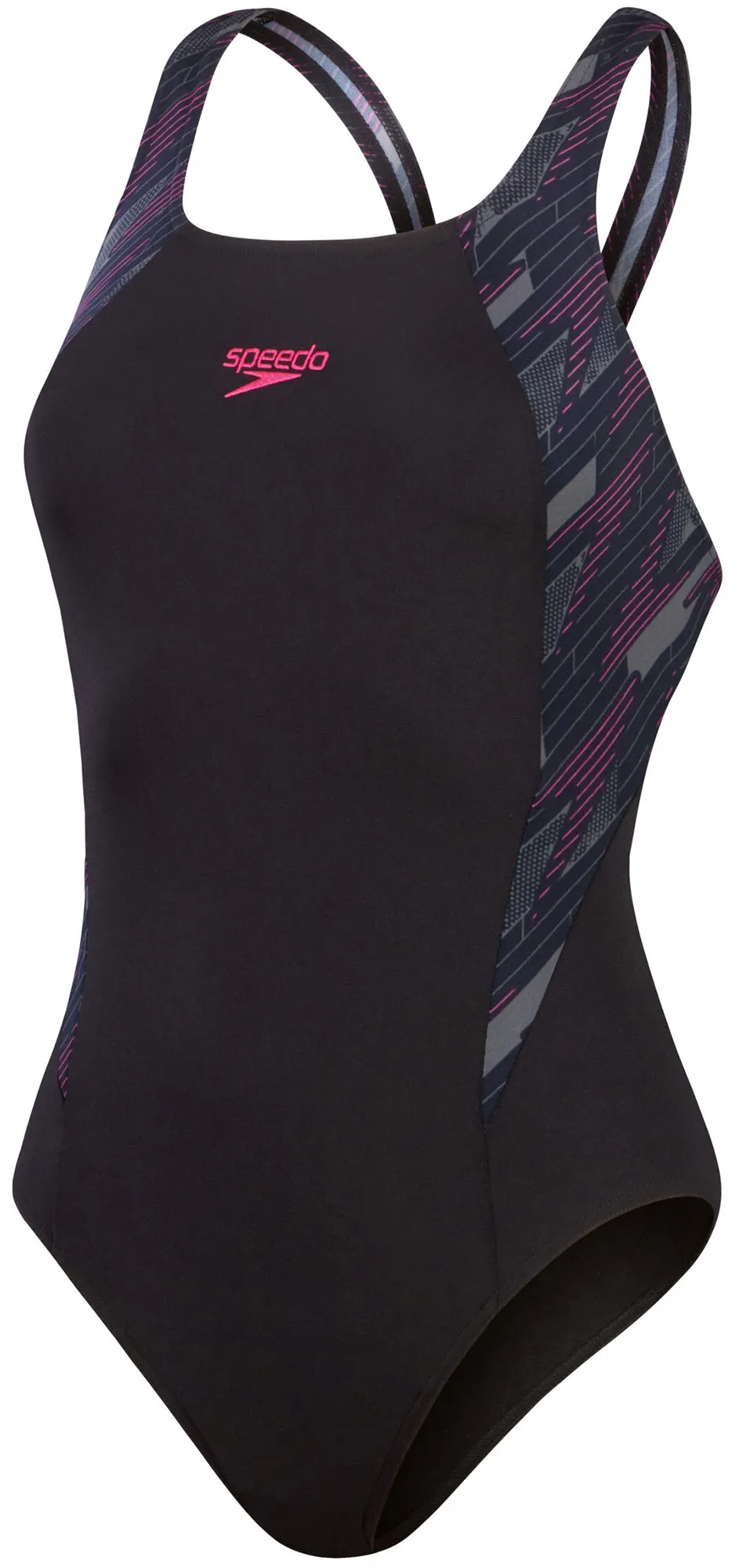 Built In Lining space-saving Speedo HyperBoom Splice Muscleback Womens Swimsuit - Black