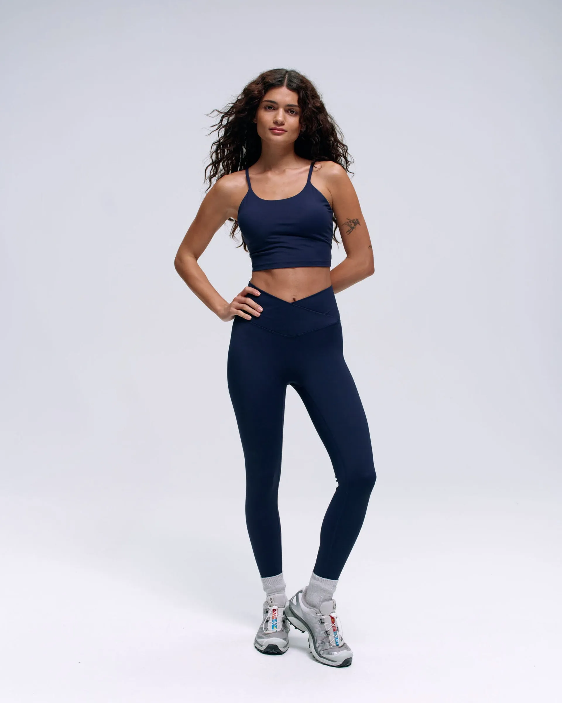 Ultimate Wrap Over Leggings - Navy Blue Dance Practice Seamless Design