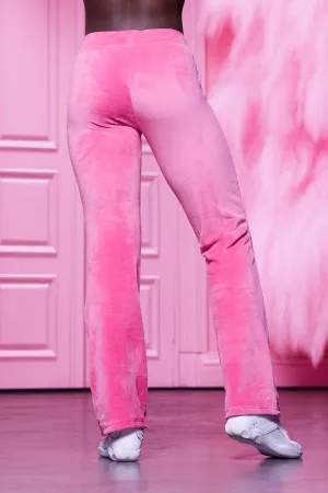 Velour Track Pant in Preppy Pink Soft Touch Material