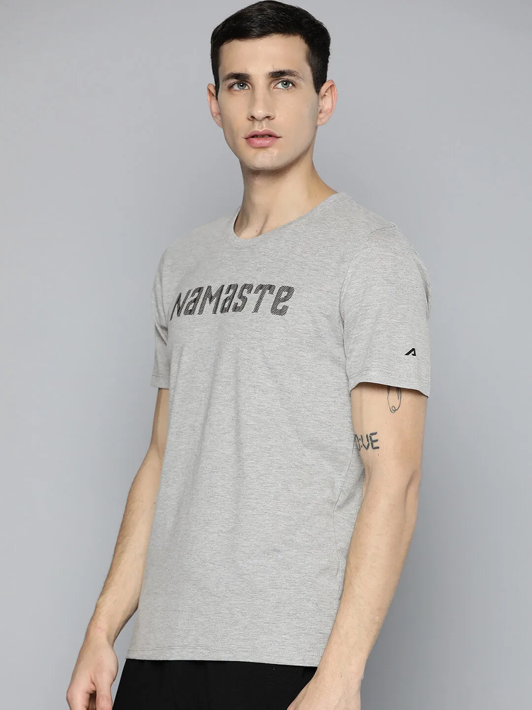 Seamless transition Alcis Men Grey Melange  Yoga T-shirt
