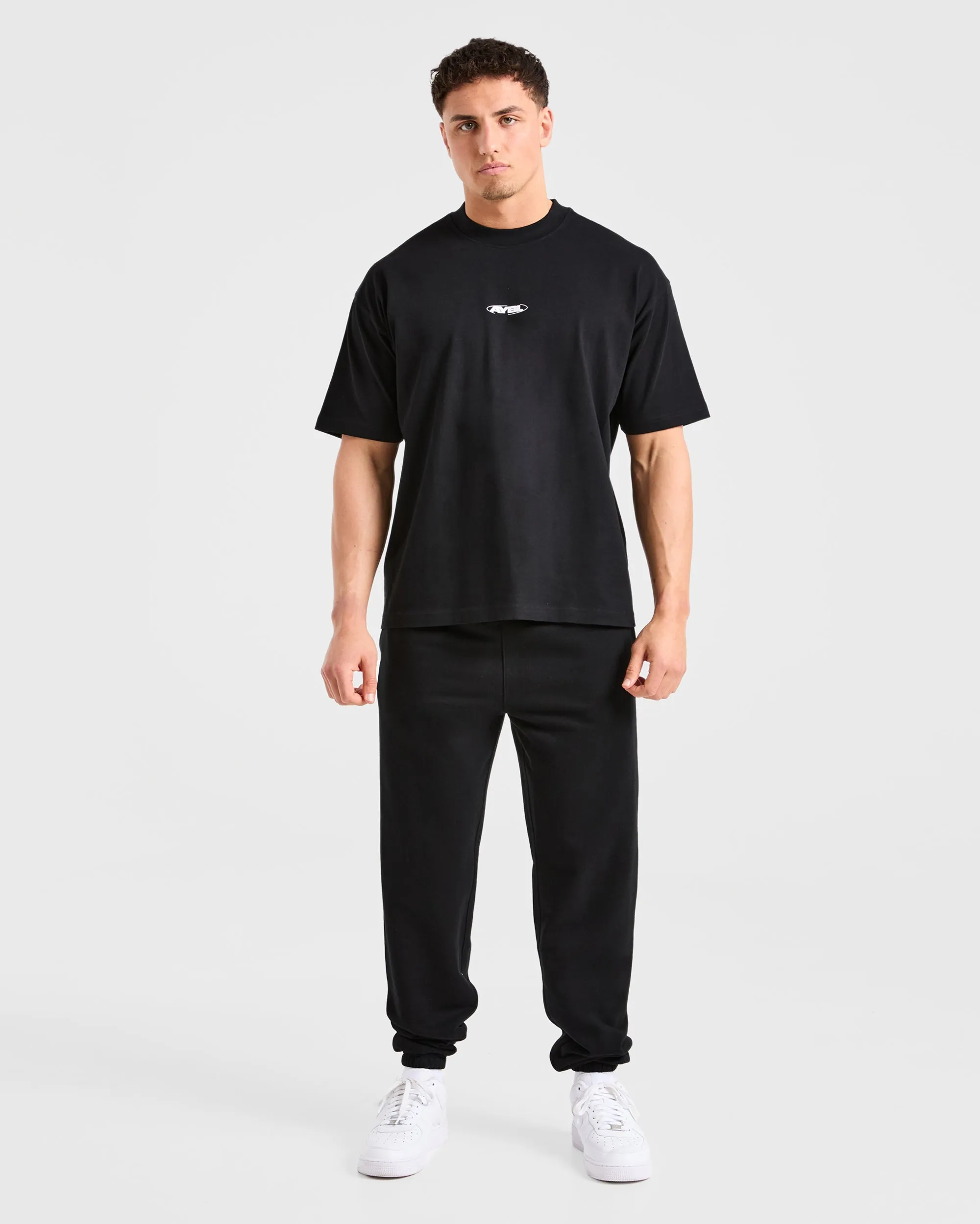 Quick Drying athletic style Orbit Oversized T Shirt - Black