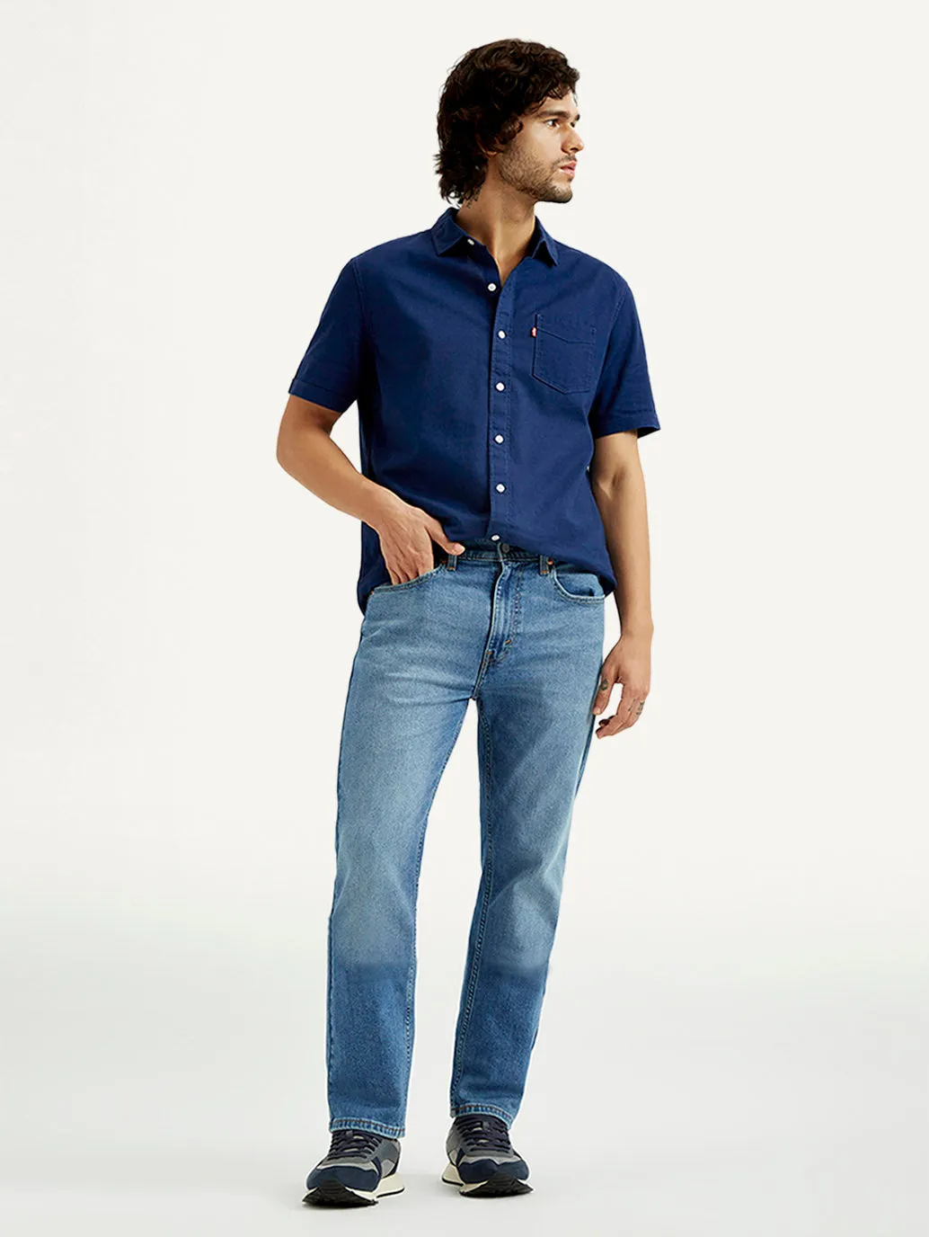 Men's 505 Med Indigo Straight Fit Mid Rise Jeans Move With Ease Street Appeal