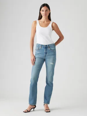 Winter Warmth Professional Wear Women's 501 Blue Straight Fit Mid Rise Jeans