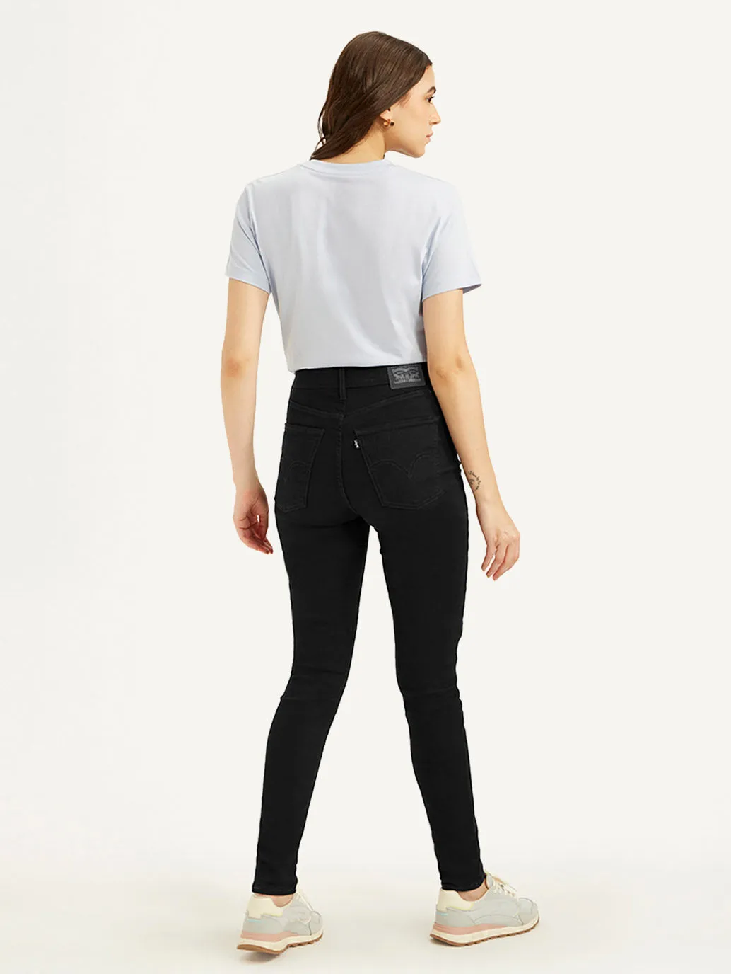 Women's Black Mile High Skinny Fit High Rise Jeans Stretch Classic Gym Ready