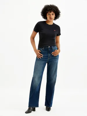 Daily Essentials Women's Blue Ribcage Straight Fit High Rise Jeans