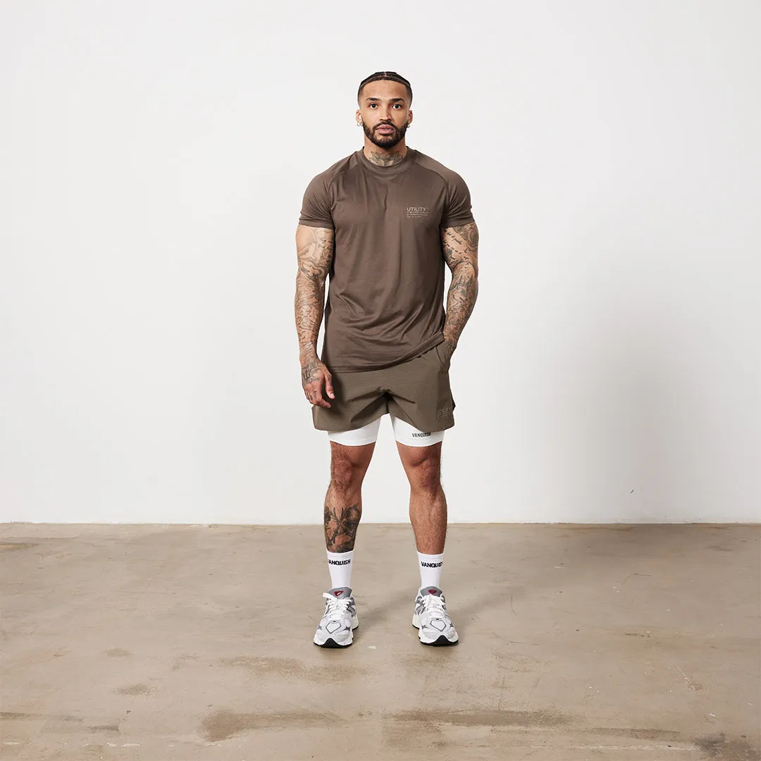 Vanquish Utility Brown Performance Shorts Versatile Layering