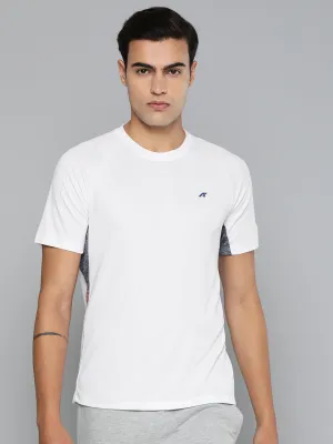 Alcis Men White Grey Colourblocked Dry Tech Slim Fit Sports T-shirt Neat Edge