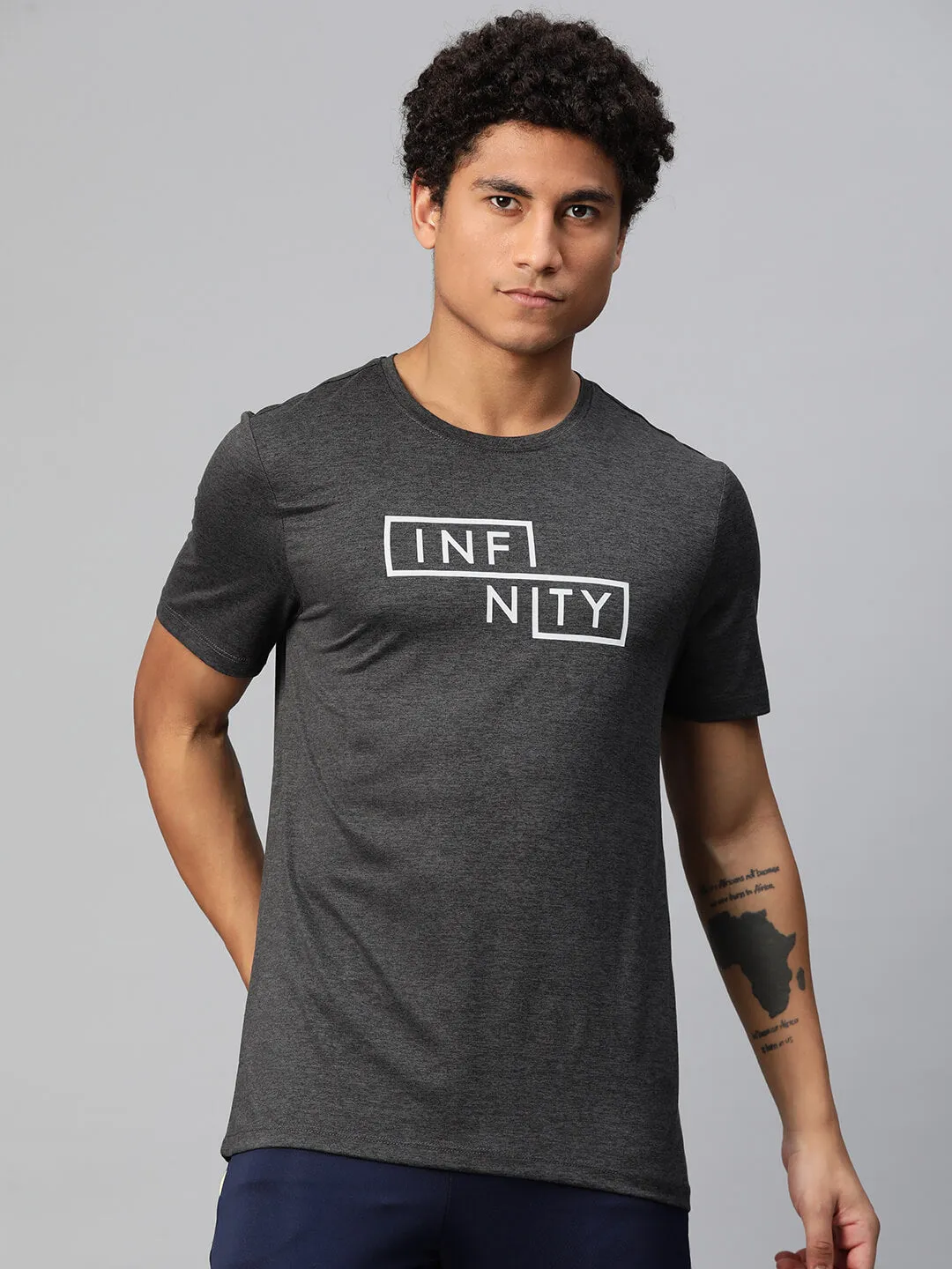 Mature Charm Alcis Men Typography Printed Anti Static Slim Fit T-shirt