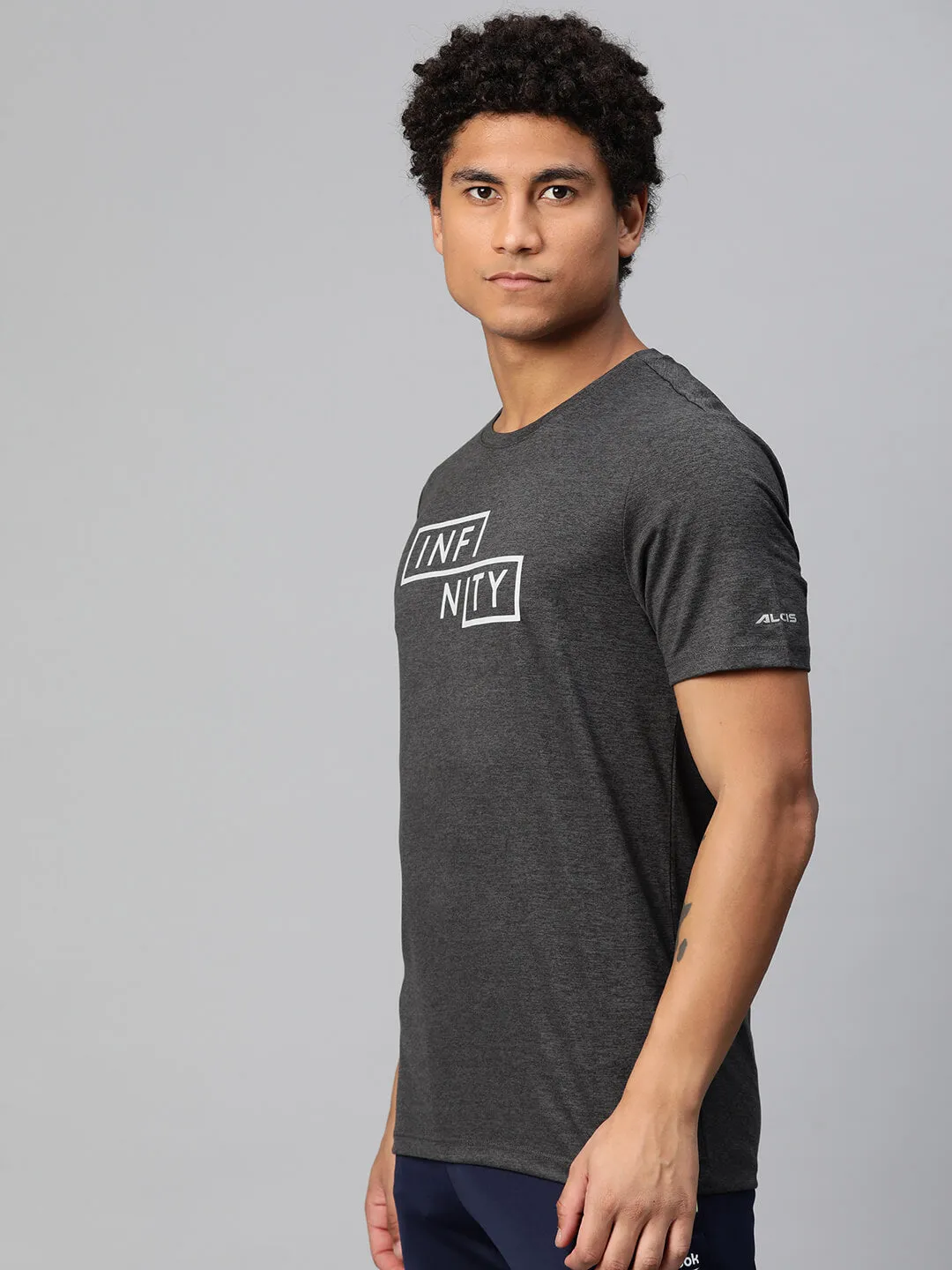 Sprint Fit Alcis Men Typography Printed Anti Static Slim Fit T-shirt