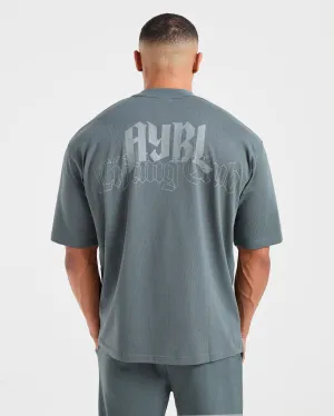 ComfortFirst Comfortable Touch Lifting Club Gothic Oversized T Shirt - Iron Slate