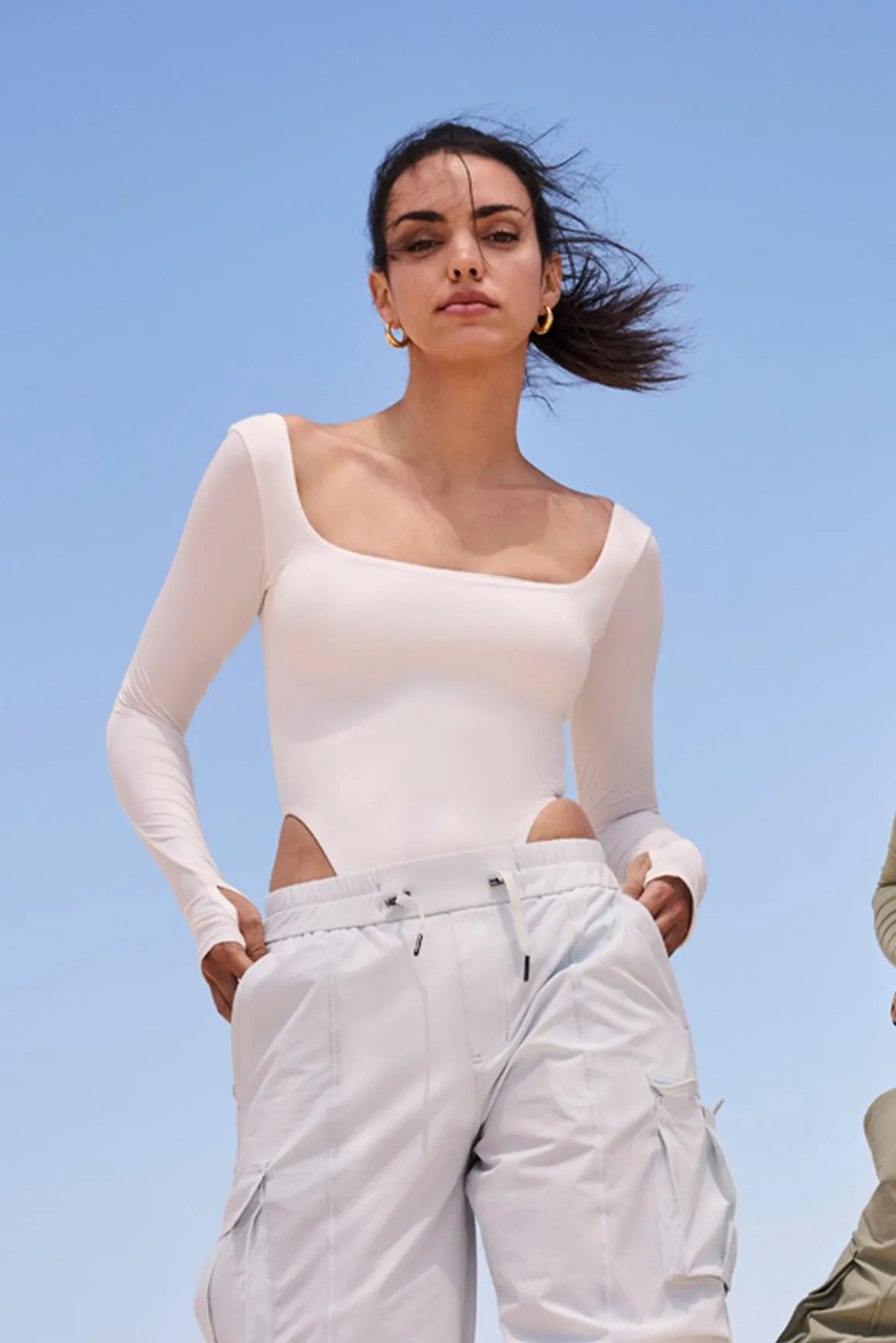 Gym New Scoop Neck Long Sleeve Bodysuit