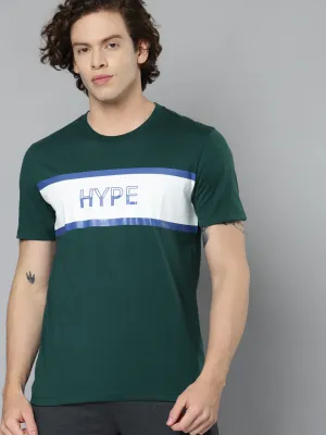Alcis Men Green White Typography Printed Slim Fit T-shirt WrinkleResistantCloth AbrasionResistant Fabric