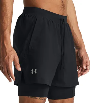 Under Armour Launch 2 In 1 Mens Running Shorts - Black Odor Resistant Treatment