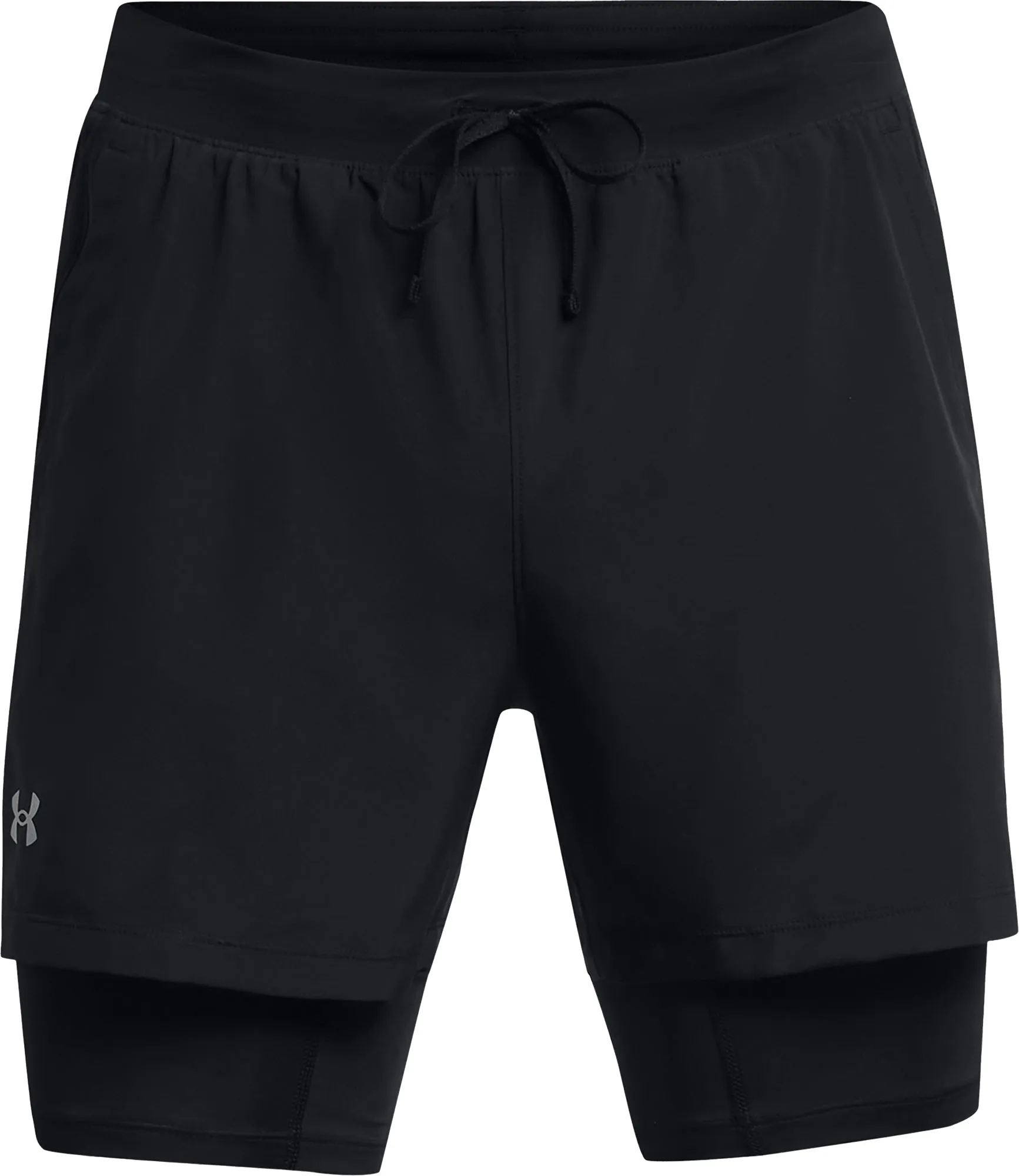 Under Armour Launch 2 In 1 Mens Running Shorts - Black Active Wear Shorts