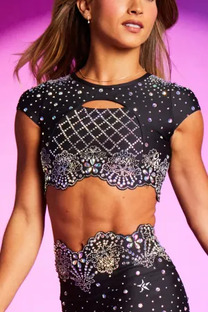 Princess Glow Legend Crystal Couture Top in Black
